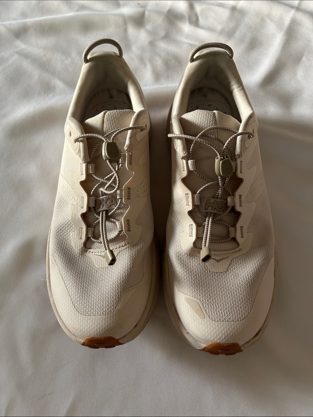 Hoka Women's Athletic Sneakers in Cream and Tan